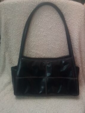 kate spade Black Leather Shoulder Bag with Panel Stitching